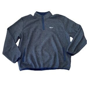 Eddie Bauer Sweater Mens XXL Blue 1/4 Snap Pullover Fleece Outdoors Logo Patch